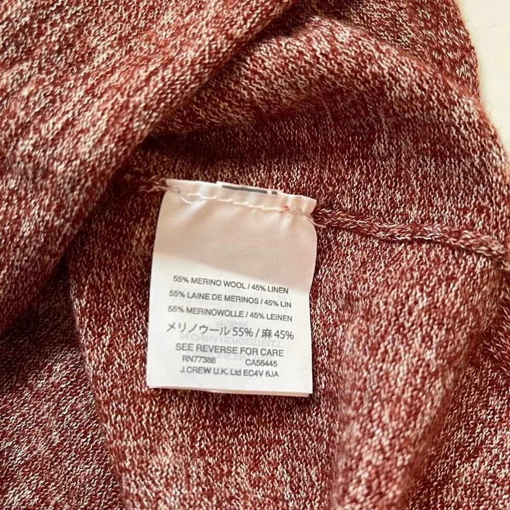 J. Crew Rust Orange Heathered Wool & Linen Blend V-neck Sweater Xsmall Women’s
